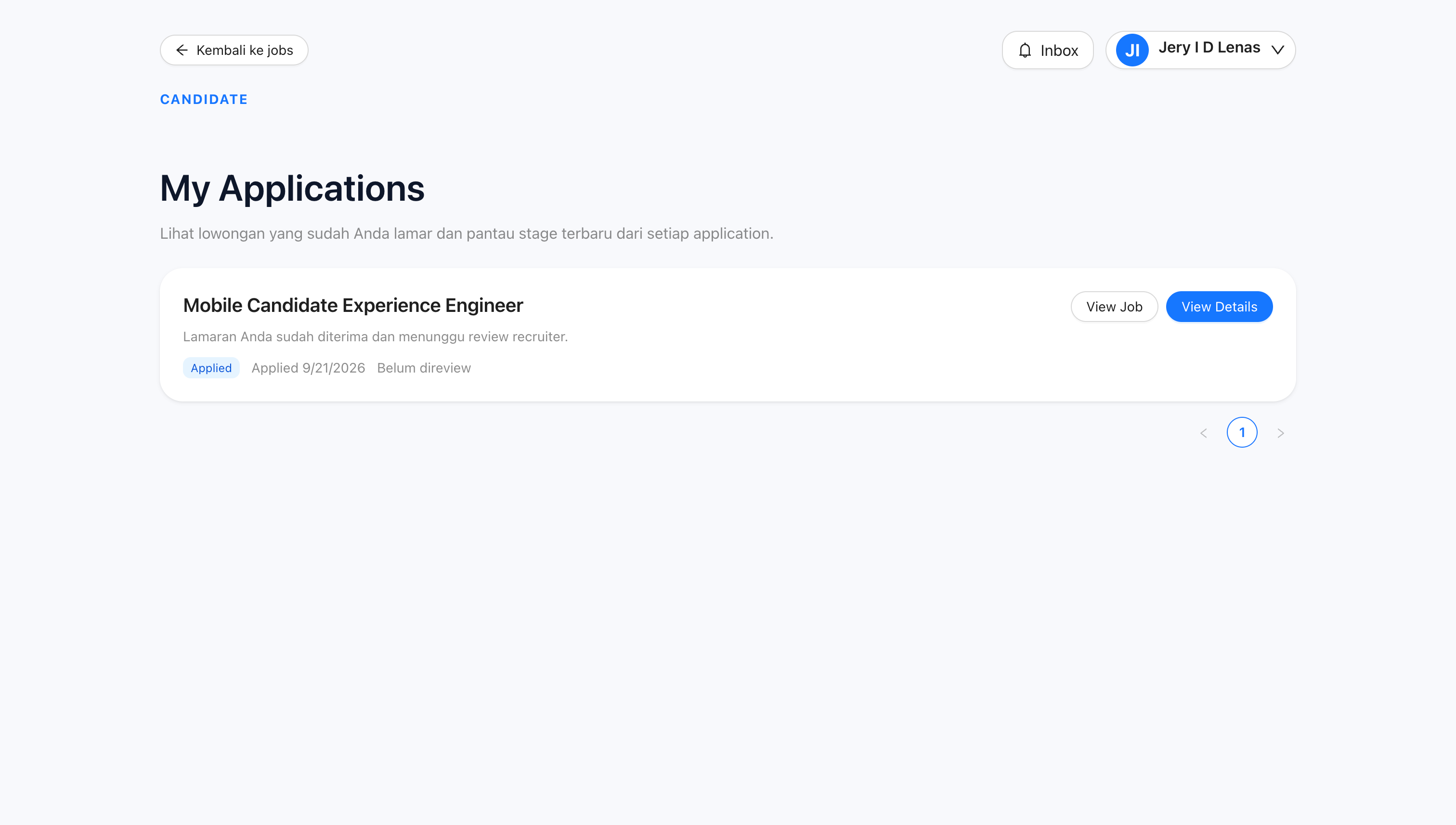 Job Posting Platform Candidate application flow